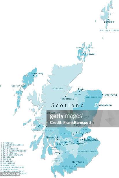 ilustrações, clipart, desenhos animados e ícones de escócia vetor mapa regiões isoladas - schotland