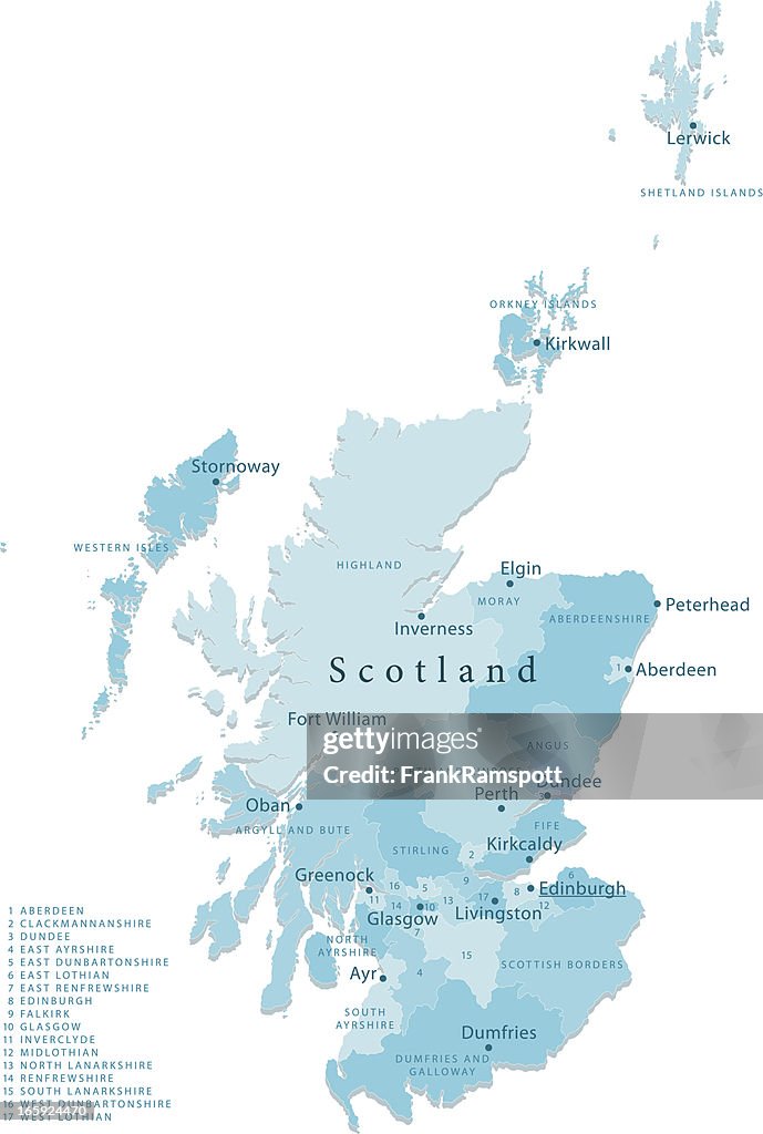 Scotland Vector Map Regions Isolated