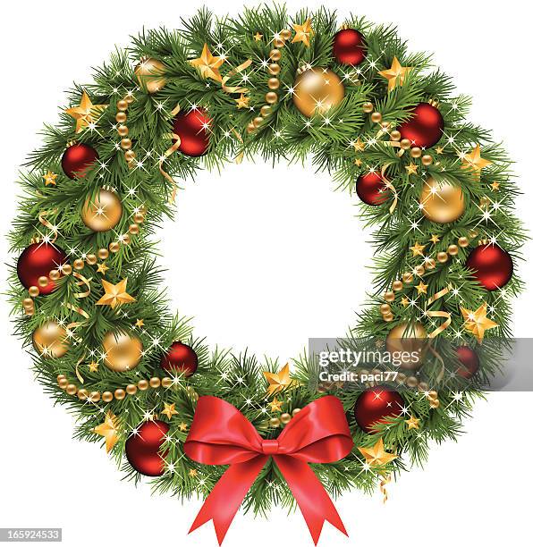 illustrations, cliparts, dessins animés et icônes de couronne de noël (vecteur) - couronne de fleurs