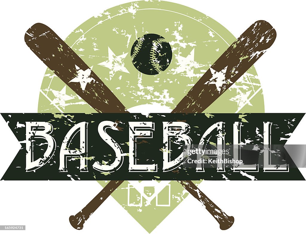 Retro Baseball Banner - Grunge Background