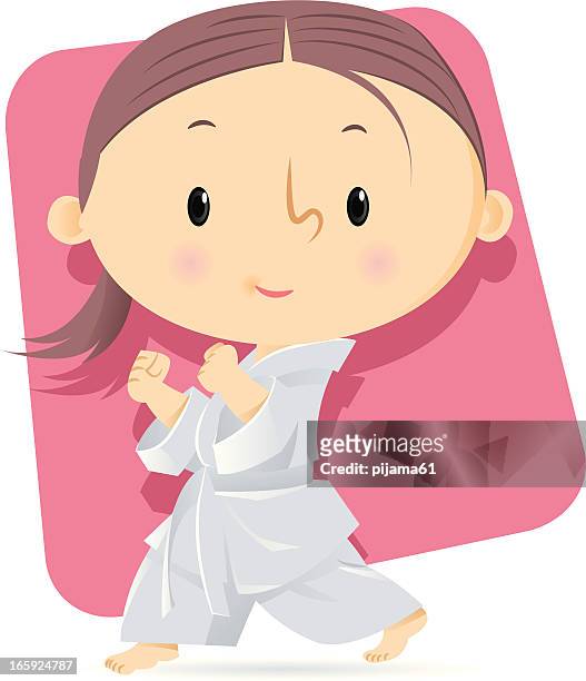 stockillustraties, clipart, cartoons en iconen met karate - karate girl