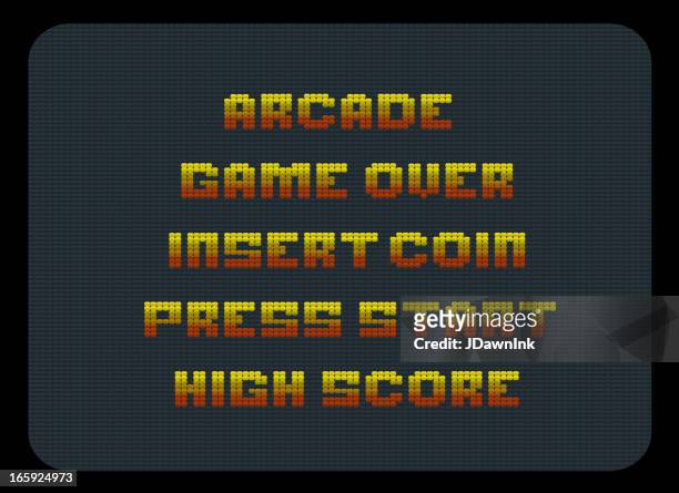 classic arcade als worte - game over short phrase stock-grafiken, -clipart, -cartoons und -symbole
