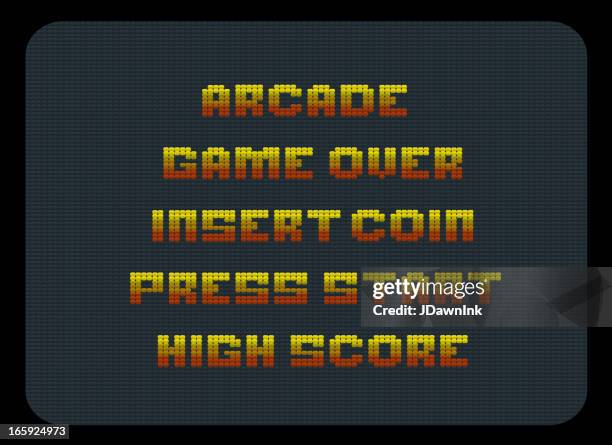 classic video arcade screen words - preis stock illustrations