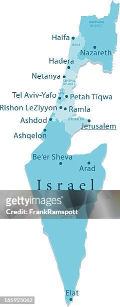 stockillustraties, clipart, cartoons en iconen met israel vector map regions isolated - negev