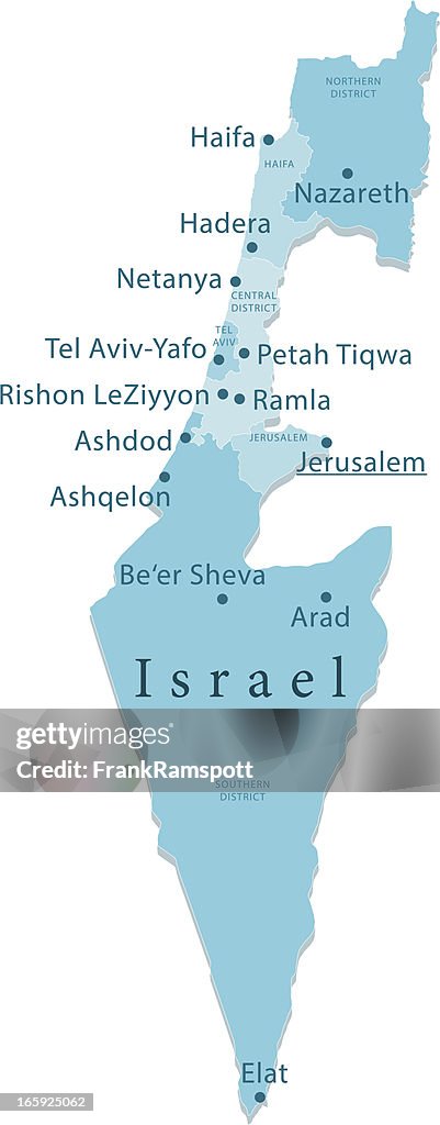 Israel Vector Map Regions Isolated