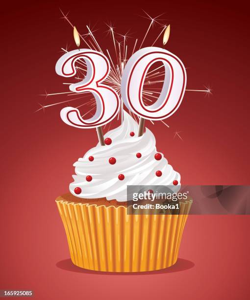 birthday cupcake - 25 29 years stock illustrations