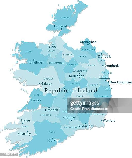 ireland vector map regions isolated - galway stock illustrations