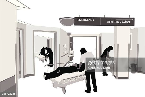 hospital care vector silhouette - hospital orderly stock illustrations