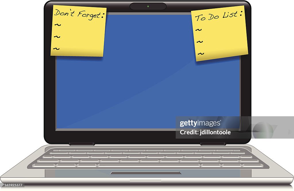Computer Laptop With Reminder Notes High-Res Vector Graphic - Getty Images