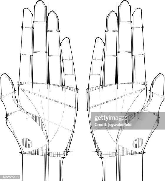 open palm hands - itching stock illustrations