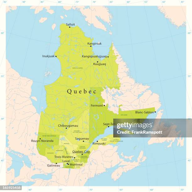 stockillustraties, clipart, cartoons en iconen met quebec vector map - atlantic ocean