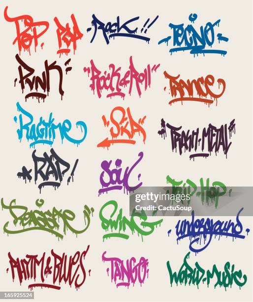 bildbanksillustrationer, clip art samt tecknat material och ikoner med graffiti tags - graffiti