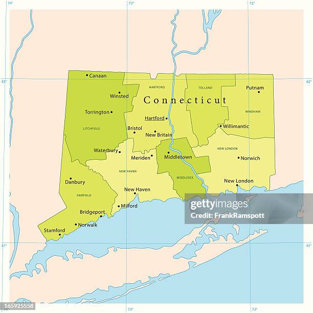 connecticut vector map - bridgeport connecticut stock illustrations