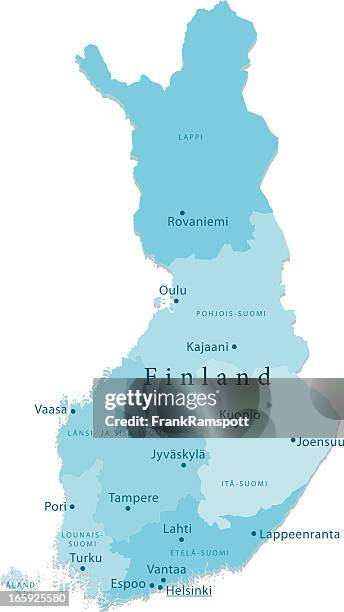 stockillustraties, clipart, cartoons en iconen met finland vector map regions isolated - fin