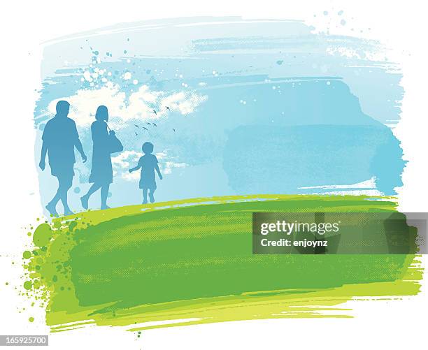 family in the park - family park stock illustrations