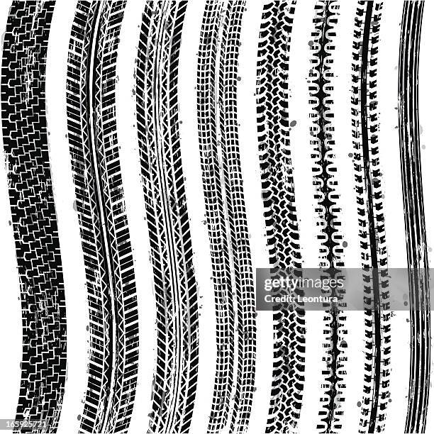 seamless tire tracks - bike tire tracks stock illustrations