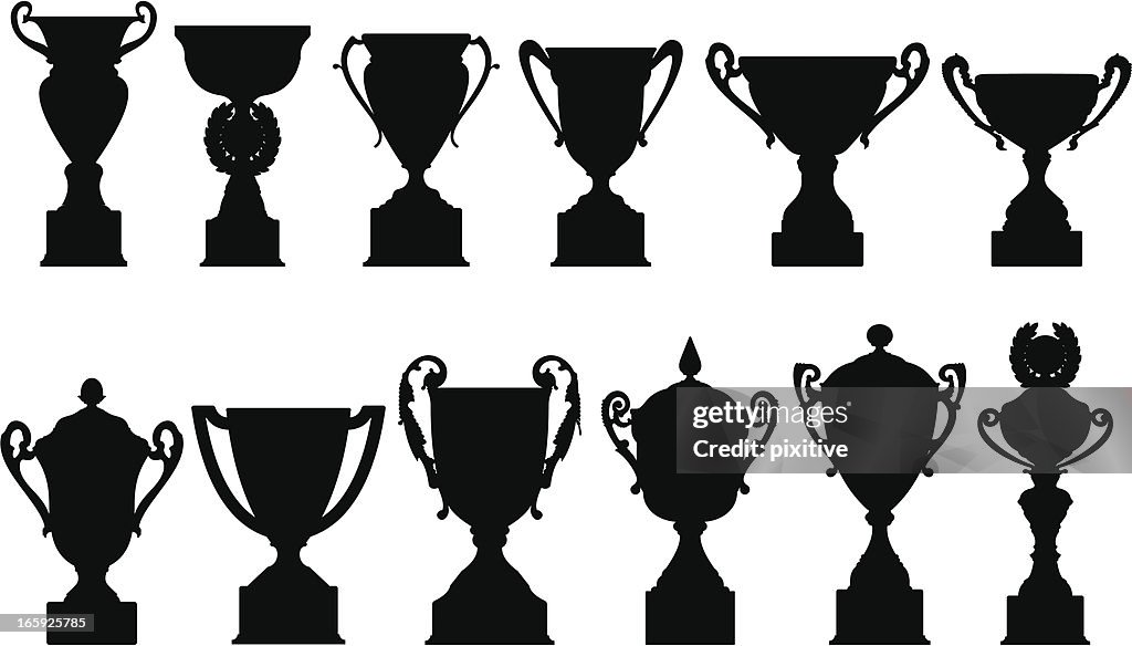 Sports trophies silhouettes