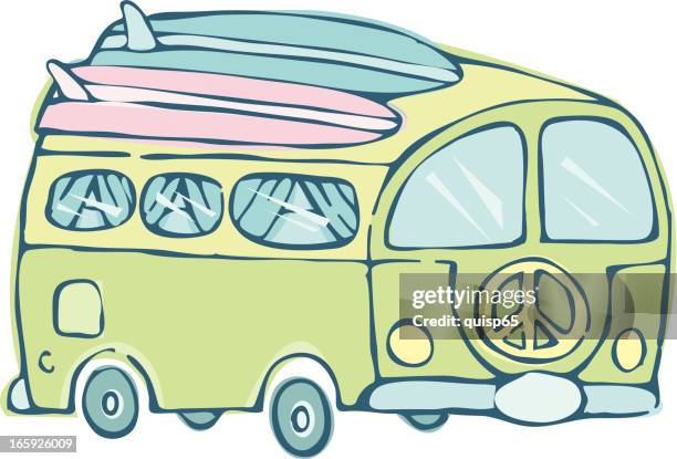 surfer van - van white background stock illustrations