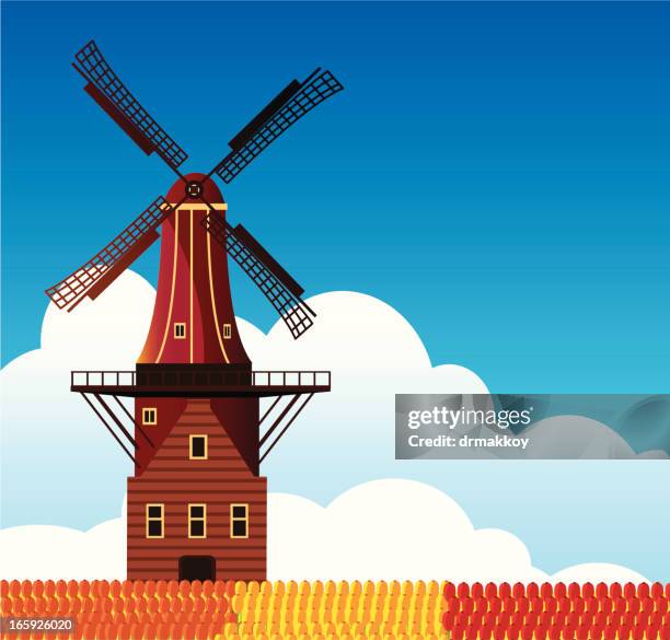 windmill - dutch windmill stock illustrations