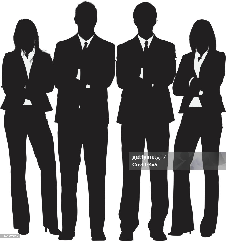 Business people standing with their arms crossed