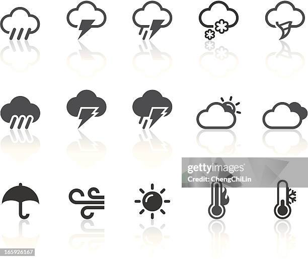 weather icons | simple black series - storm cloud sun stock illustrations