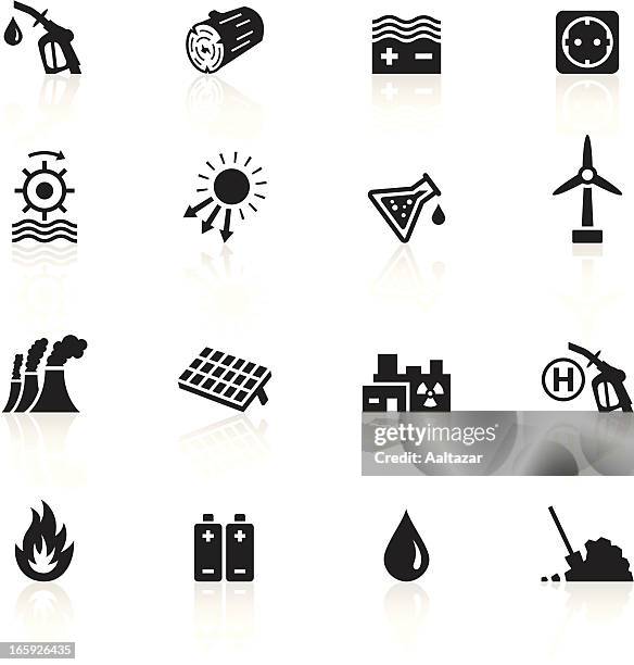 black symbols - energy sources - water wheel stock illustrations