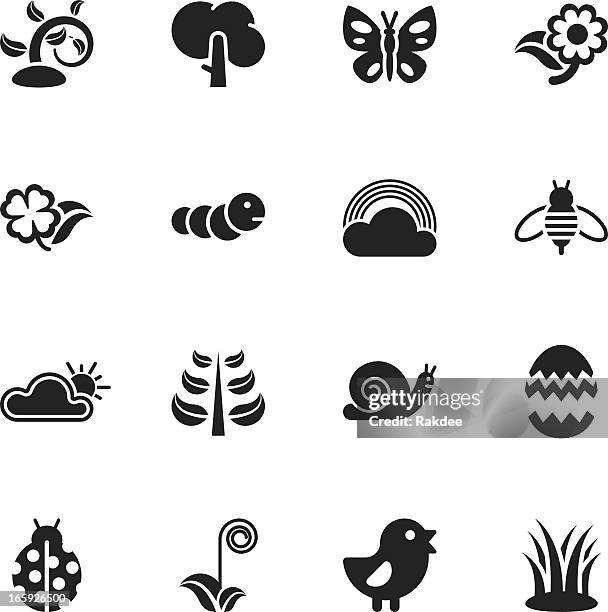 bildbanksillustrationer, clip art samt tecknat material och ikoner med spring season silhouette icons - fågelbo