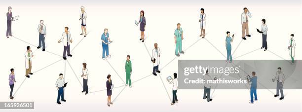 medizinische netzwerk panorama illustrationen - krankenhaus team stock-grafiken, -clipart, -cartoons und -symbole