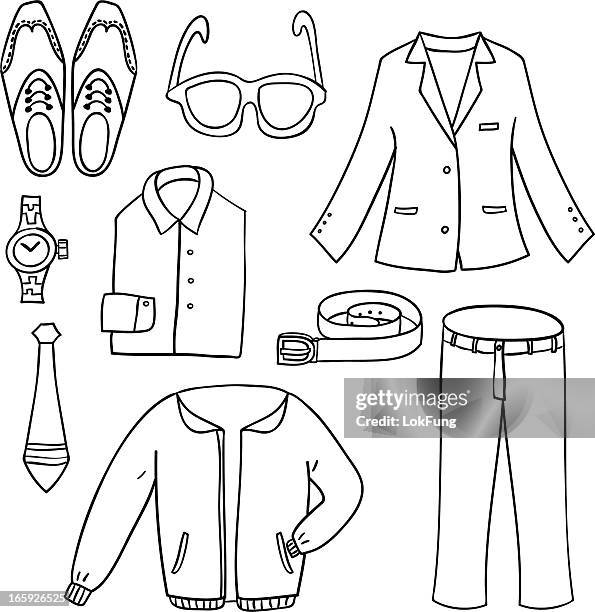 men fashion in black and white - buckle stock illustrations