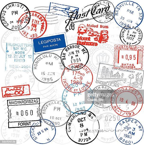 postmarks - postage stamp stock illustrations
