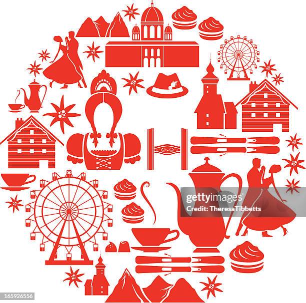 illustrazioni stock, clip art, cartoni animati e icone di tendenza di icona set austria - torte wien
