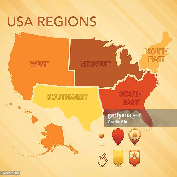usa region map - midwest usa stock illustrations