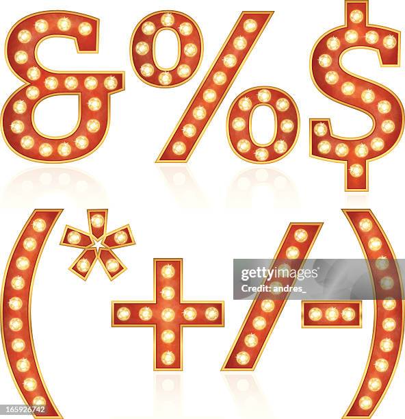 sign letters with lamps - vintage dollar sign white background stock illustrations