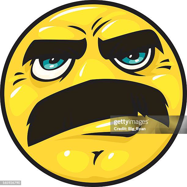 manly mustache smiley face - smiley face emoticon stock illustrations