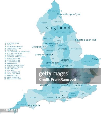 England Vector Map Regions Isolated England Vector Map Regions Isolated