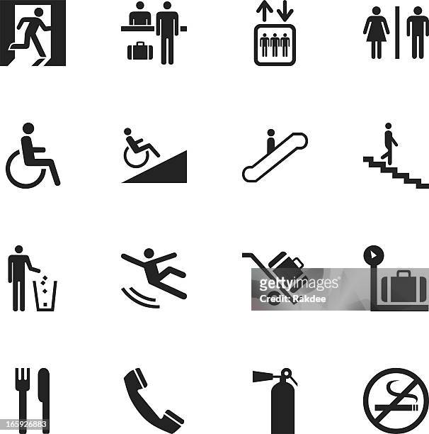 information sign silhouette icons - escalator 幅插畫檔、美工圖案、卡通及圖標