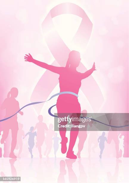 breast cancer charity walk - women's track stock illustrations