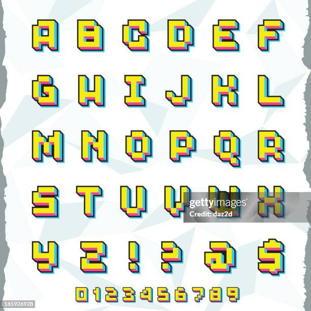 cubic font - alphabet 3d stock illustrations