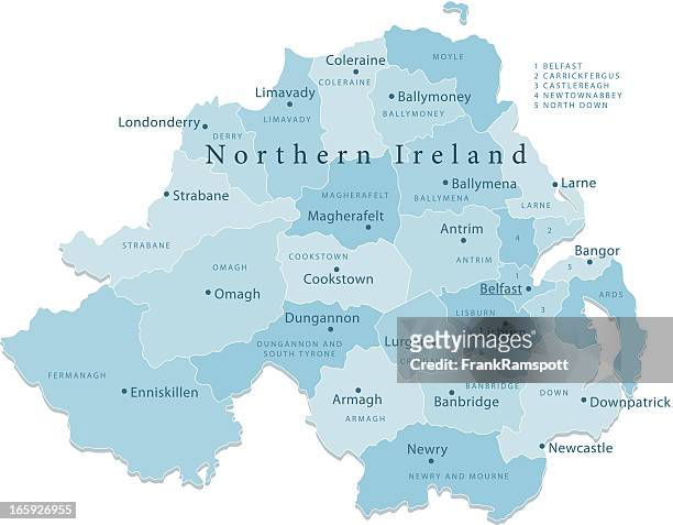 nordirland vektor-karte regionen isoliert - northern ireland stock-grafiken, -clipart, -cartoons und -symbole
