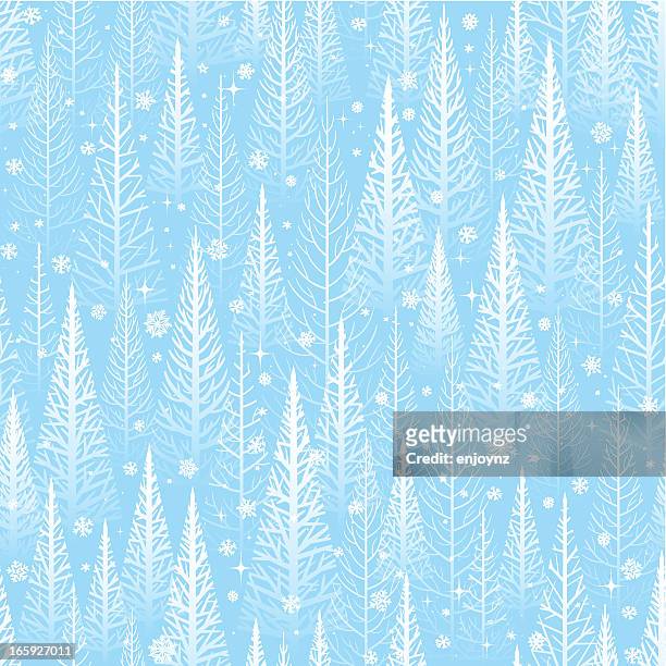 seamless winter trees background - snow board stock illustrations