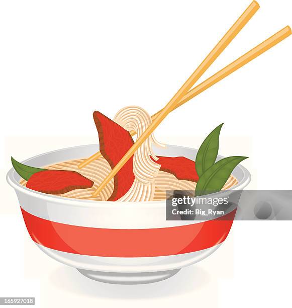 bowl of pho - vietnamese mint stock illustrations