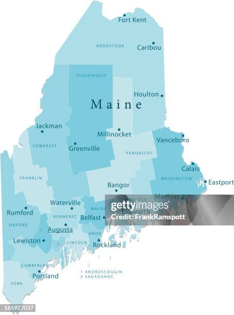 maine vector map regions isolated - bangor maine stock illustrations