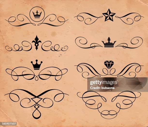 design elements on vintage paper - torn craft paper stock illustrations