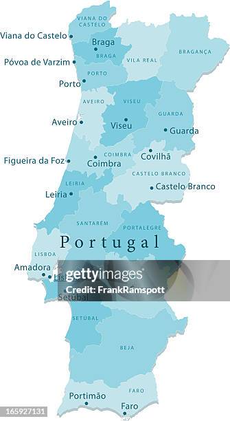 illustrations, cliparts, dessins animés et icônes de carte de vecteur de régions isolées du portugal - portugal