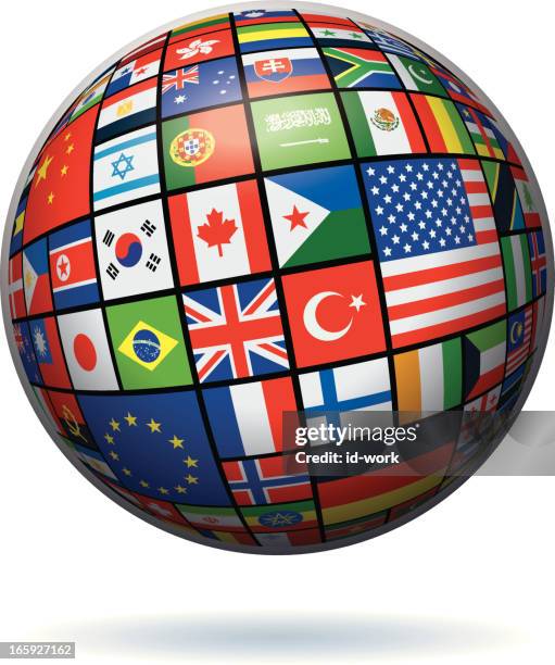 sphere with national flags - south africa pakistan stock illustrations