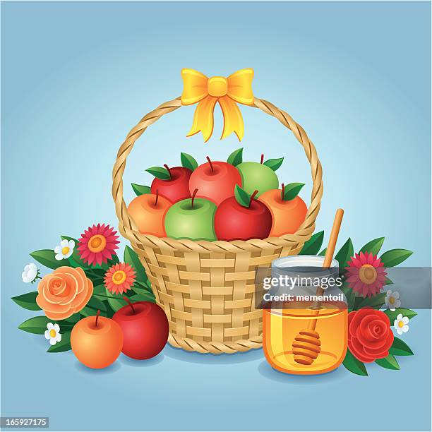 apple basket - wicker stock illustrations