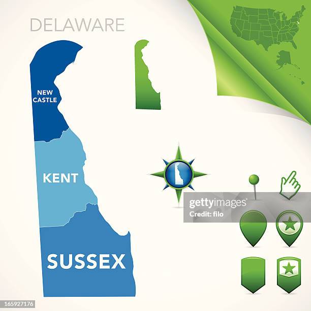 stockillustraties, clipart, cartoons en iconen met delaware county map - delaware us state