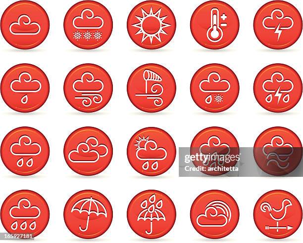 red weather icons set - slushy stock illustrations