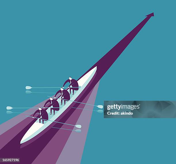 cooperation - boat rowing stock illustrations