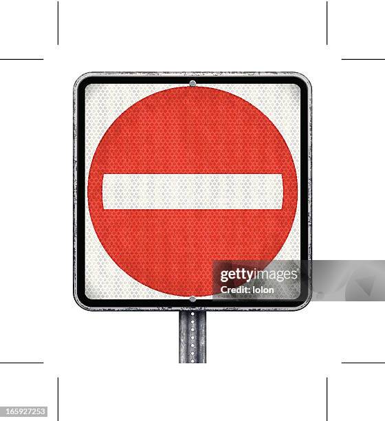 do not enter prohibition road sign - aluminum rod stock illustrations